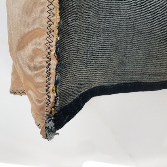 Vintage LVL X Black Denim Gold Sequin Hand Altered Flare Jeans - Picture 13 of 13
